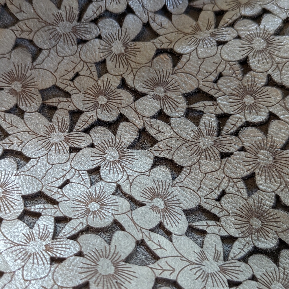 New Costanza Rota Floral Cutout Satchel Crossbody Tote Italian Leather - Picture 7 of 12